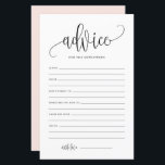 Zwarte Script Advies voor de Nieuwgetrouwden Huwel<br><div class="desc">Voeg deze eenvoudige en elegante advieskaart toe aan je trouwfeest. Deze kaart heeft een zwart fantasieschrift,  klassieke typografie en een roze achtergrond. Je kunt de voor- en achterkant van deze baby shower kaart personaliseren. Deze advieskaart voor pasgetrouwden is perfect voor elk trouwthema en -seizoen.</div>