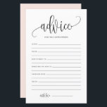 Zwarte Script Advies voor de Nieuwgetrouwden Huwel<br><div class="desc">Voeg deze eenvoudige en elegante advieskaart toe aan je trouwfeest. Deze kaart heeft een zwart fantasieschrift,  klassieke typografie en een roze achtergrond. Je kunt de voor- en achterkant van deze baby shower kaart personaliseren. Deze advieskaart voor pasgetrouwden is perfect voor elk trouwthema en -seizoen.</div>