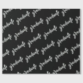 Zwarte Script Afstudeerfeest Diplomafeest Cadeaupapier (Vlak)