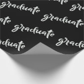 Zwarte Script Afstudeerfeest Diplomafeest Cadeaupapier (Hoek)