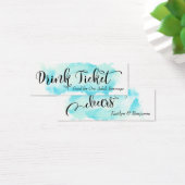Zwarte Script & Aqua Aquarel Drinktickets Mini Visitekaartjes (Bureau)