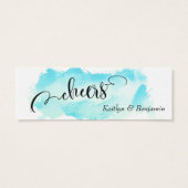 Zwarte Script & Aqua Aquarel Drinktickets Mini Visitekaartjes (Achterkant)