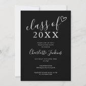 Zwarte Script Class Heart Photo Afstudeerfeest Kaart (Voorkant)