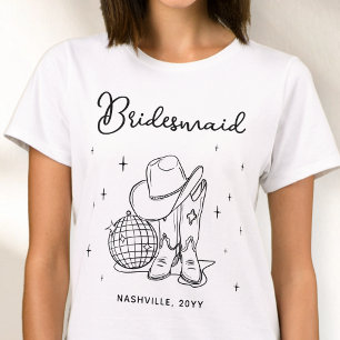 Zwarte Script Cowgirl Bachelorette Party Bruidsmei T-shirt