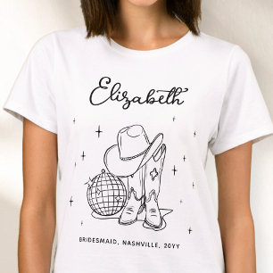 Zwarte Script Cowgirl Disco Persoonlijke Bruidsmei T-shirt