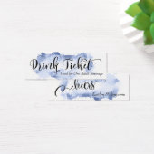 Zwarte Script & Donkerblauwe Aquarel Drinkkaarten Mini Visitekaartjes (Bureau)