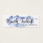 Zwarte Script & Donkerblauwe Aquarel Drinkkaarten Mini Visitekaartjes (Voorkant)