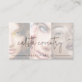Zwarte Script Foto Blush Roze Make-up Zakelijk Visitekaartje (Voorkant)
