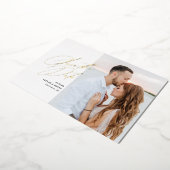 Zwarte Script Foto Save the Date Nep Folie Folie Uitnodiging (Gedraaid)