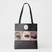 Zwarte Script Foto Wimpers Zakelijk Tote Bag (Voorkant)