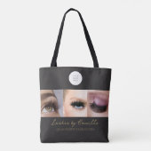 Zwarte Script Foto Wimpers Zakelijk Tote Bag (Achterkant)