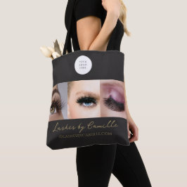 Zwarte Script Foto Wimpers Zakelijk Tote Bag