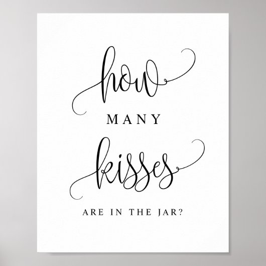 Zwarte Script Hoeveel Kusjes Zitten Er In Het Potj Poster (Voorkant)