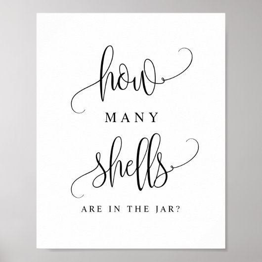 Zwarte Script Hoeveel Schelpen Zie Jij Spel Poster (Voorkant)