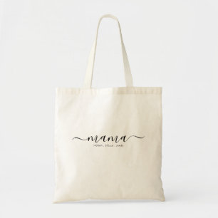Zwarte Script Kinderen Namen Mama Tote Bag