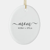 Zwarte Script Kinderen Namen Moeder Keramisch Ornament (Rechts)