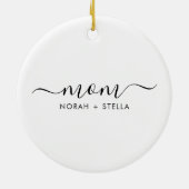 Zwarte Script Kinderen Namen Moeder Keramisch Ornament (Achterkant)