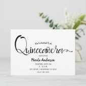Zwarte Script Moderne Minimalistische Quinceañera Kaart (Staand voorkant)