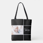 Zwarte Script Moeder Opgericht Boog Voeg Foto Toe Tote Bag (Achterkant)