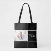 Zwarte Script Moeder Opricht Boog Voeg Foto Toe Tote Bag (Voorkant)