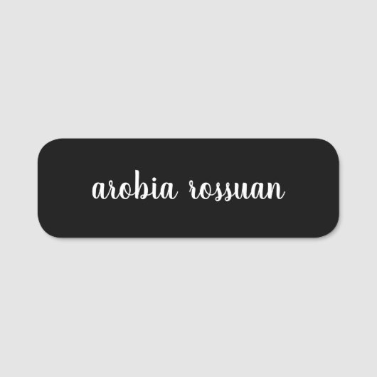 Zwarte Script Monogram Naamlabel | Aangepast Trend Naamplaatje (Voorkant)