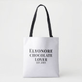 Zwarte Script Naam Gevestigde Chocolade Liefhebber Tote Bag (Voorkant)