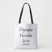 Zwarte Script Naam Gevestigde Chocolade Liefhebber Tote Bag (Voorkant)