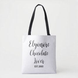 Zwarte Script Naam Gevestigde Chocolade Liefhebber Tote Bag