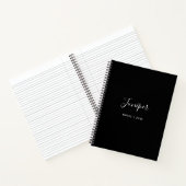 Zwarte Script Naam Modern Minimaal Notitieboek (Binnen)
