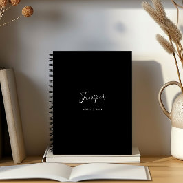 Zwarte Script Naam Modern Minimaal Notitieboek