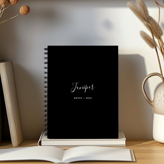 Zwarte Script Naam Modern Minimaal Notitieboek