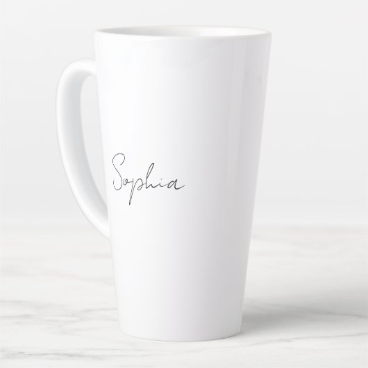 Zwarte Script-naam of -monogram op wit Latte Mok (Linkerhoek)