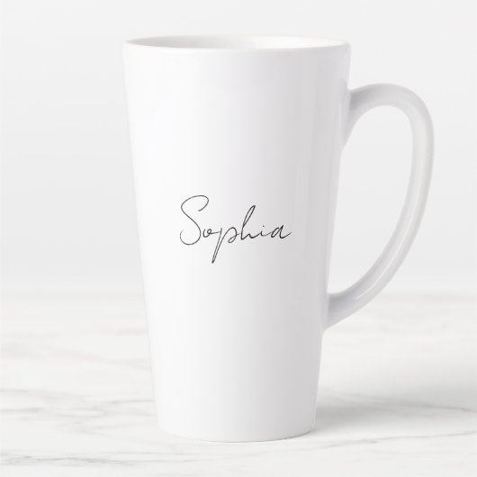 Zwarte Script-naam of -monogram op wit Latte Mok (Rechts)