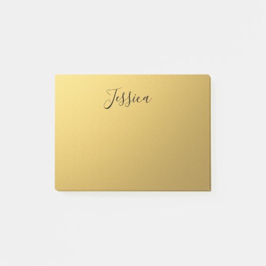 Zwarte Script-naam op gouden achtergrond Post-it® Notes (Voorkant)