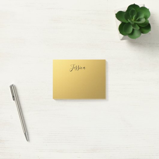 Zwarte Script-naam op gouden achtergrond Post-it® Notes (Kantoor)