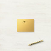 Zwarte Script-naam op gouden achtergrond Post-it® Notes (Op bureau)