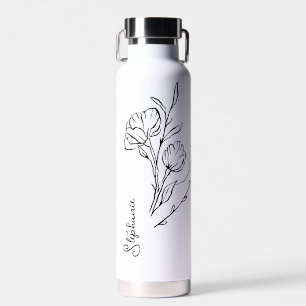 Zwarte Script Naam Stijlvol Gepersonaliseerd  Waterfles