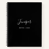 Zwarte Script Name Modern Minimal Notitieboek (Voorkant)