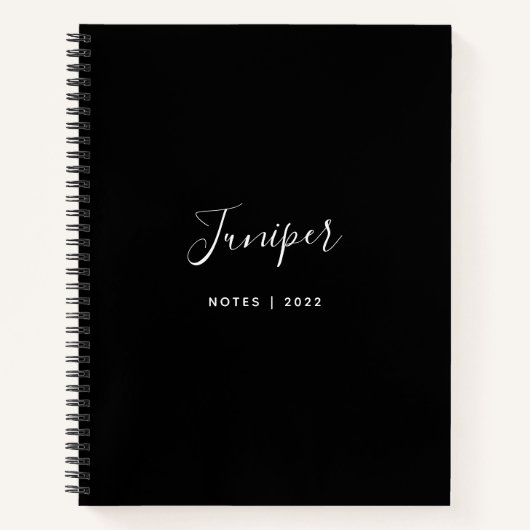 Zwarte Script Name Modern Minimal Notitieboek (Voorkant)