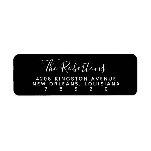 Zwarte Script Name Return Address Labels (Voorkant)