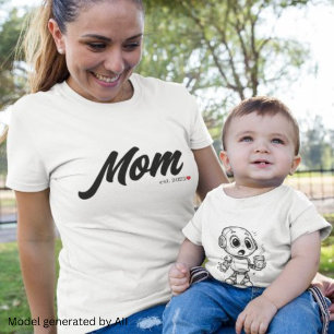 Zwarte Script Opgerichte Moeder T-shirt