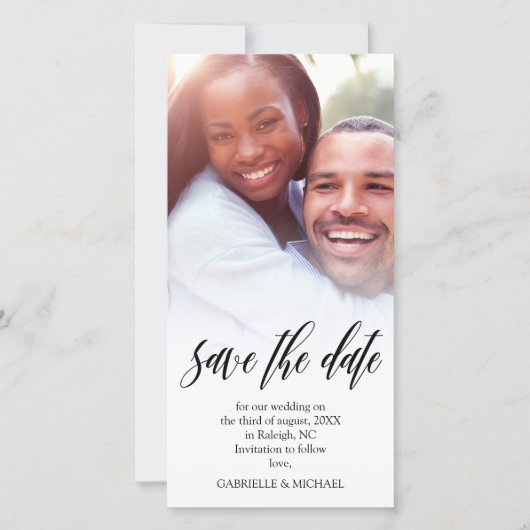 Zwarte Script Overlay Save the Date Foto (Voorkant)