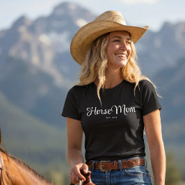 Zwarte Script Paarden Moeder Gevestigd T-shirt