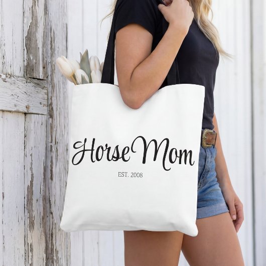Zwarte Script Paarden Moeder Gevestigd Tote Bag