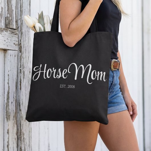 Zwarte Script Paarden Moeder Gevestigd Tote Bag