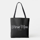 Zwarte Script Paarden Moeder Gevestigd Tote Bag (Achterkant)