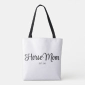 Zwarte Script Paarden Moeder Gevestigd Tote Bag (Achterkant)