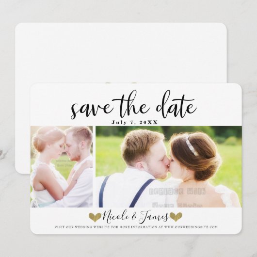 Zwarte Script Save the Date Moderne Foto Bruiloft Kaart (Voorkant / Achterkant)