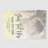 Zwarte Script-tekst met  foto Golfhanddoek (Horizontaal)