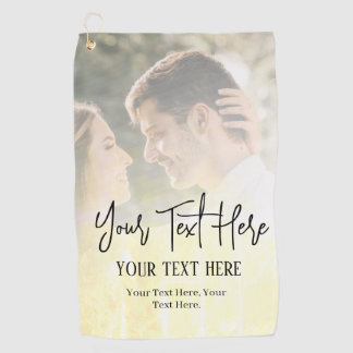 Zwarte Script-tekst met  foto Golfhanddoek